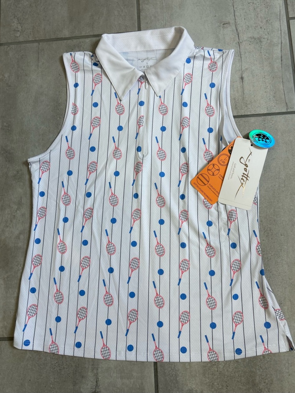 NWT Ladies GOTTEX Pink/blue/white Golf/Tennis/Leisure Shirt-Size Large